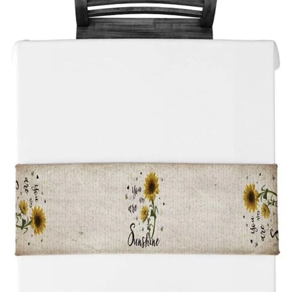 Sunflower‎ 'You are My Sunshine' Cotton Linen Table Runner Rustic Kitchen Decor - Picture 2 of 5